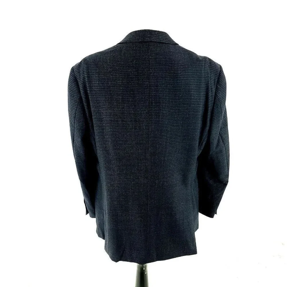 Pronto Uomo Platinum Wool 2 Button Sport Coat 42R Blue Check Tagged 44L See Desc